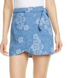NWOT - Free People Ann Reed Wrap Print Denim Skirt